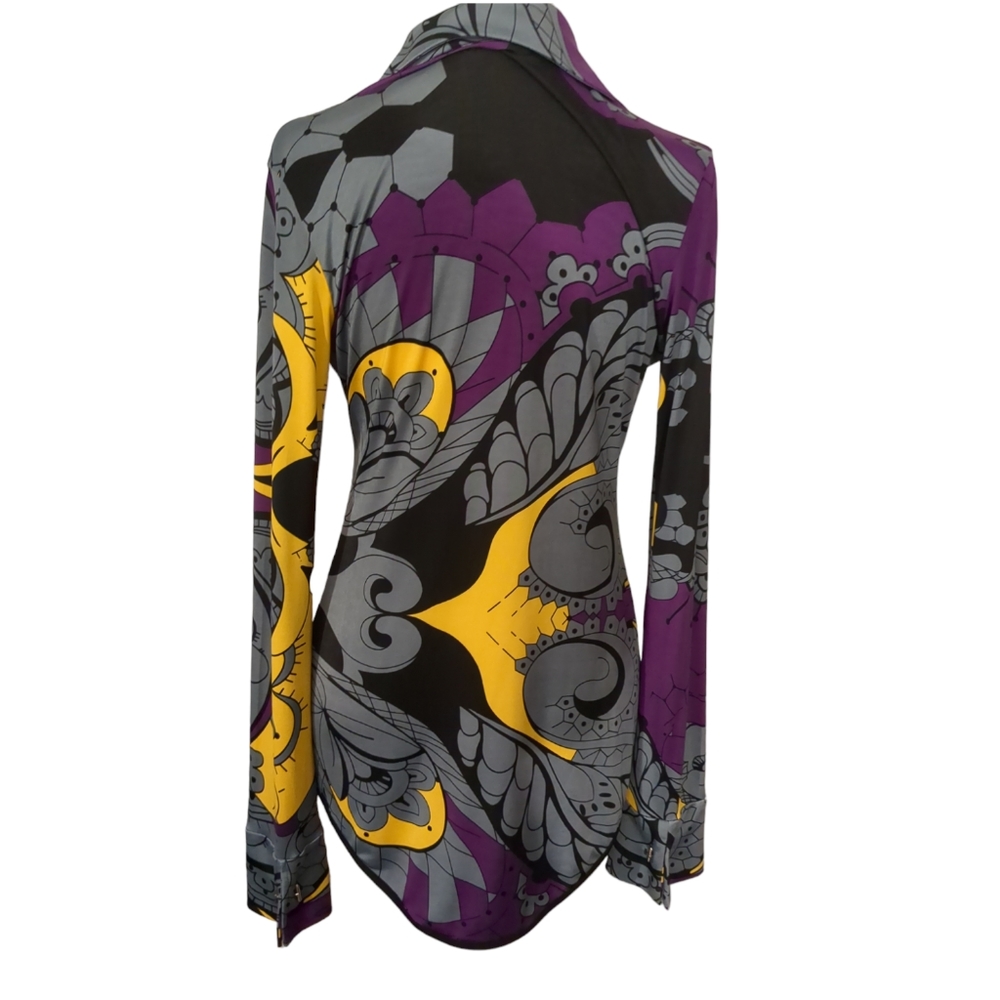 Analili Top Blouse color black grey yellow size xs - Picture 2 of 5